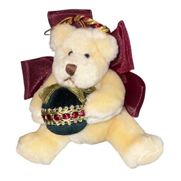 Vintage Russ Berrie & Co 90s Teddy Bear Ornament With Bow & Halo #4574 NWT - Picture 3 of 11